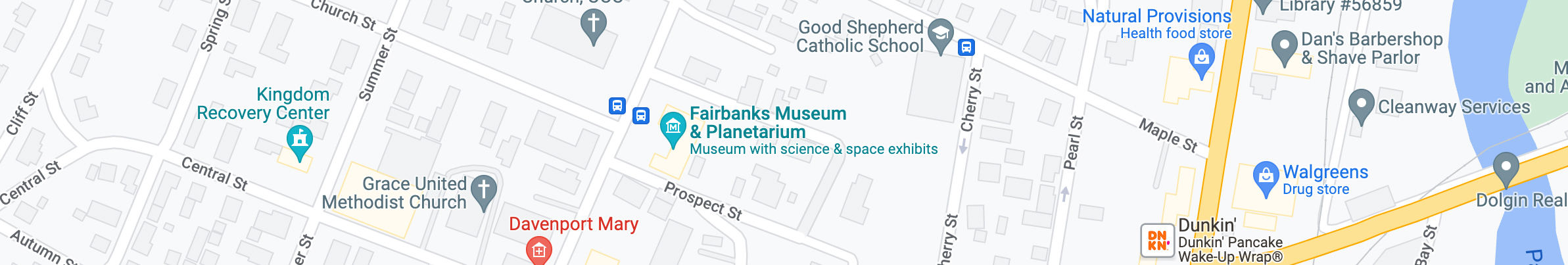 Google Map image of the Fairbanks Museum
