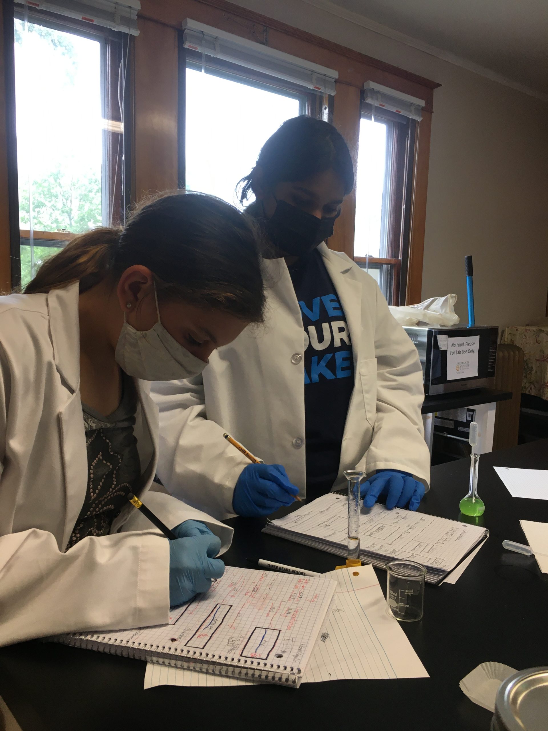 Students recording data in STEM lab