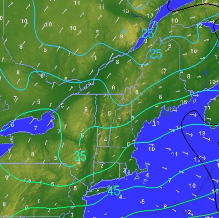 Image of the Temperature and Wind Map