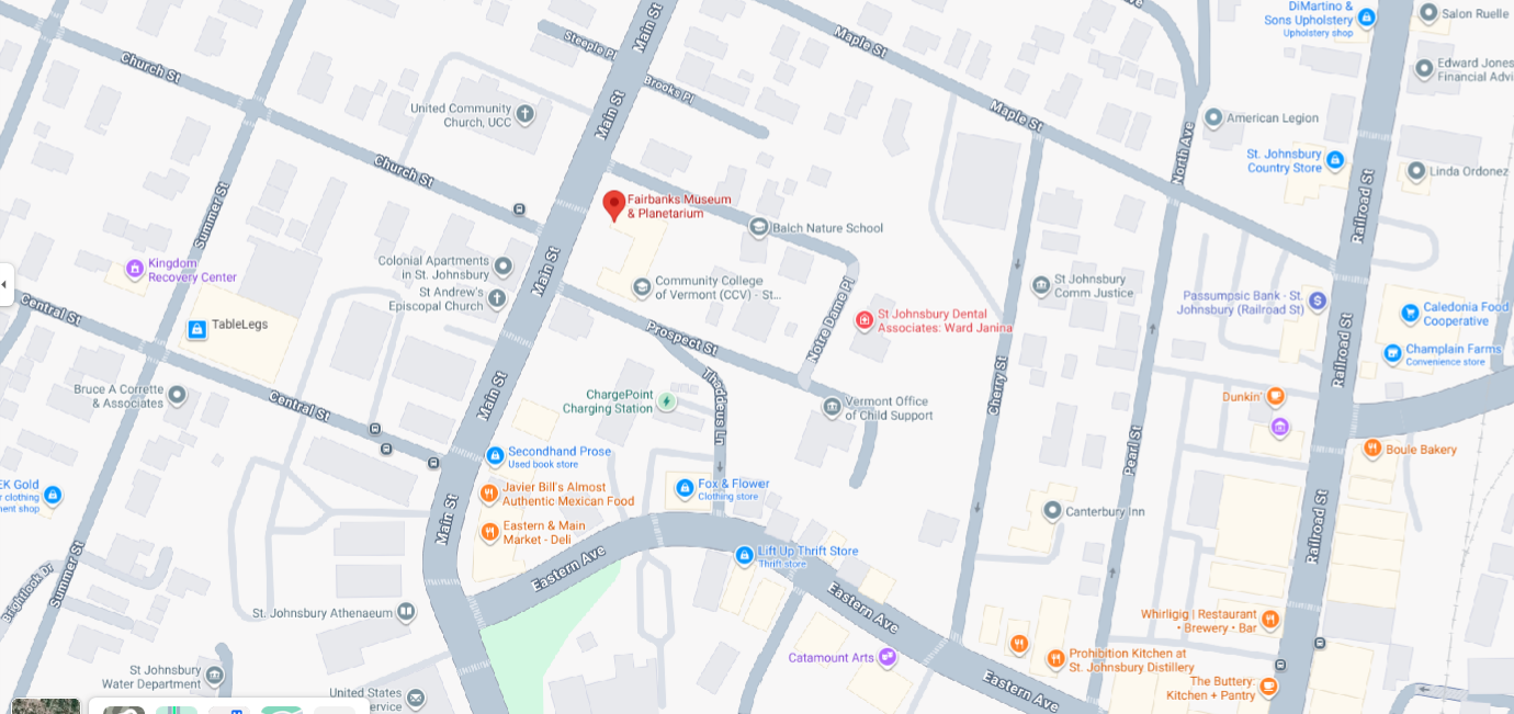 Google Map image of the Fairbanks Museum